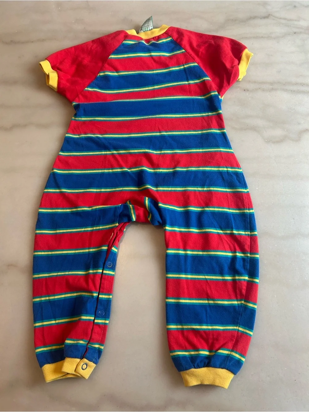 Vintage Sprockets Mervyn's Primary Color Striped Jumpsuit Romper 18 month